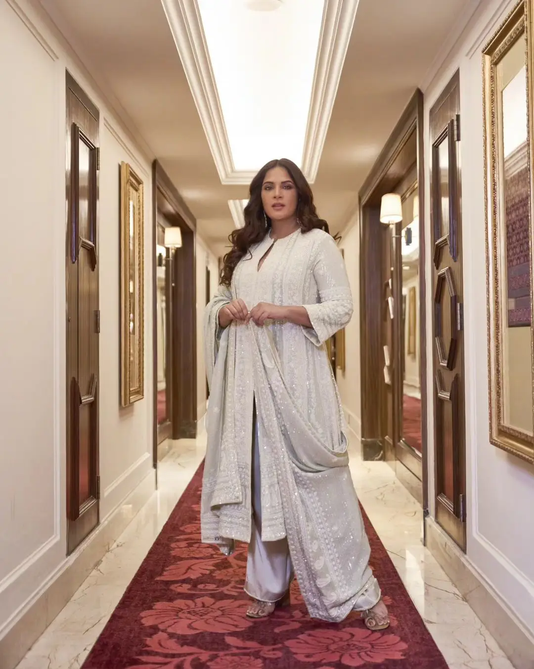 Hindi Actress Richa Chadha Stills In White Gown